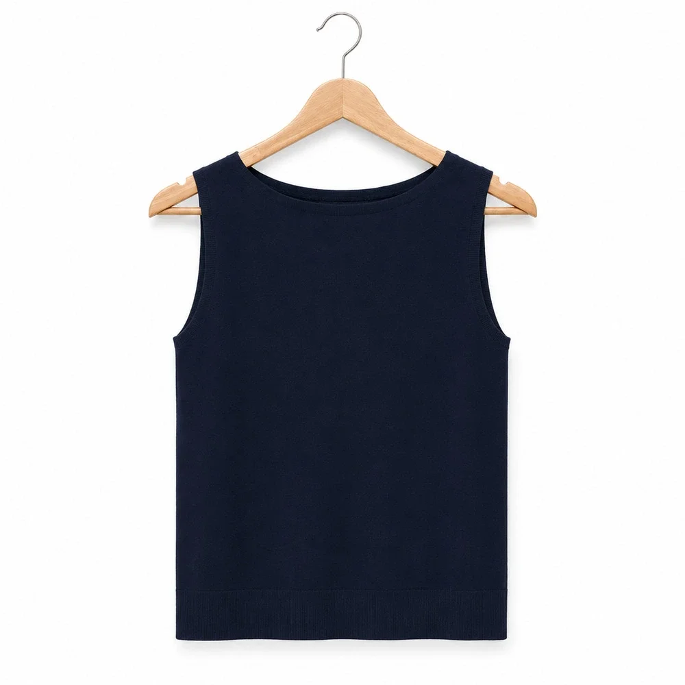 Madewell Boatneck Sleeveless Sweater Womens Small Dark Navy Merino Wool Silk NWT